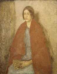 Young Woman in a Red Shawl