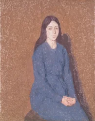 Girl in a blue dress, 1900-1935