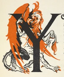 Illuminated Letter Y Illustrated with the Gryphon