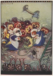 Illustration of two Guinea Pigs dressed in maid