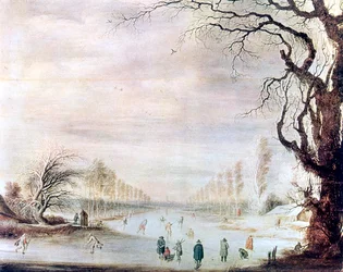 A Winter Landscape with Ice Skaters