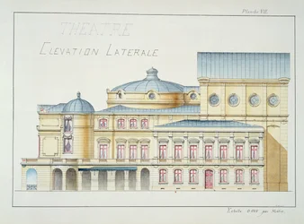 Lateral Elevation of a Theatre, plate VII from a folio of designs