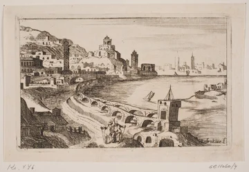 Riverbank with oriental city