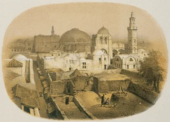 Church of the Holy Sepulcher in Jerusalem, etching by Stelzner - Steinkopk J.F. Editore