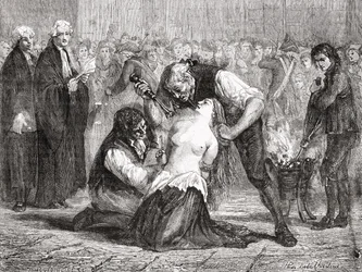 The Torture of Madame de la Motte, engraved by Meyer-Heine, from 