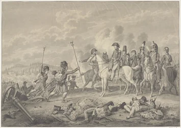 Duke of Wellington Receiving Two Captured French Standards with Eagles during the Battle of Waterloo, 1815