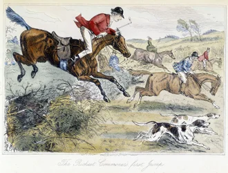 Hunting Scene, English Cartoon on Fox Hunting, Taken from the 