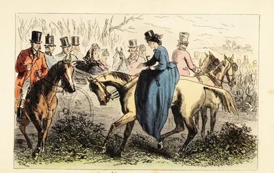 English Aristocrat in a Carriage Ignoring a Handshake from a Lady