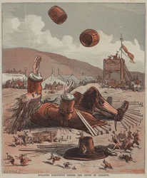 Gulliver exhibiting before the court of Lilliput