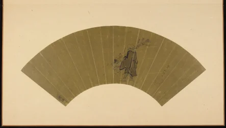 A peddler and a child looking at the moon, Edo period, late 17th-early 18th century