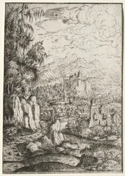 Landscape with a Road to a Castle on an Island in a River