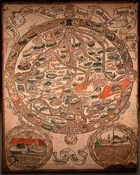 XV century map, in the center Jerusalem