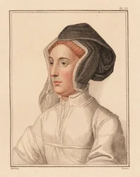 Portrait of unknown woman from the court of King Henry VIII (engraving)
