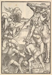 The Raising of the Cross (verso: The Raising of the Cross, from Speculum Passionis Domini)