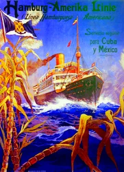 Poster Advertising the Hamburg American Line