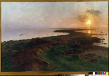 Sunset in a lagoon. Painting by Hans Ole Brasen, 1897. Museum of Fine Arts of Mikalojus Konstantinas Ciurlionis, Kaunas, Lithuania