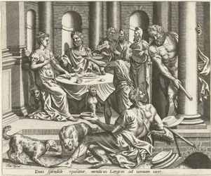 Lazarus begging at the rich man