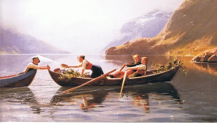 Frolicking on the lake, from magazine or book source unknown