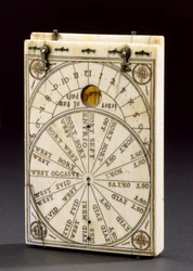 Tablet compass sundial, Nuremberg, 1574
