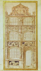 Proposal for the Facade of a Three-Story House and a Gable