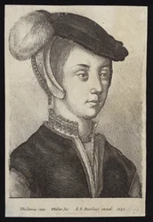 Young Woman with a Cap with Feather