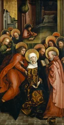 The Death of the Virgin, Painted Wing of the Afra-Altarpiece, 1490
