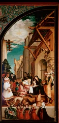 Altarpiece Oberried: The Adoration of the Magi. Detrempe on wood by Hans Holbein the Young