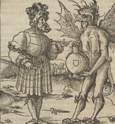 The Devil Offering Poison to a Knight, from Hymmelwagen auff dem, wer wol lebt..., 1517