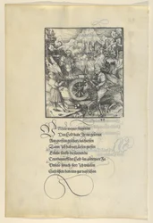 Unfalo Endangering Theuerdanck While Firing a Cannon, from Theuerdanck