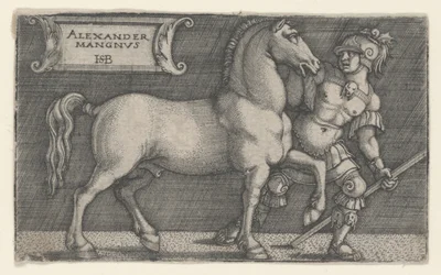Alexander the Great Leading Bucephalus (engraving)