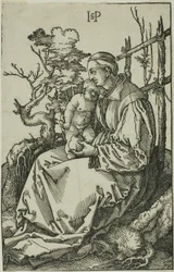 The Virgin with the Pear and Child on the Bank