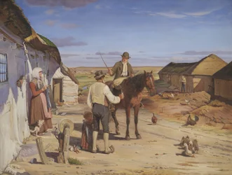 A Stranger Asking his Way at a Farm on the Moors