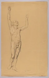 Male Nude with Raised Arms
