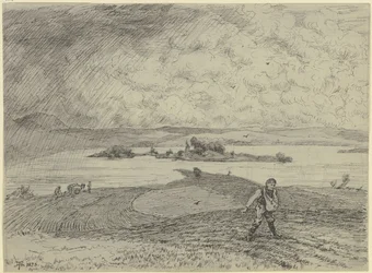 Landscape with Sower, a Lake with an Island in the Background