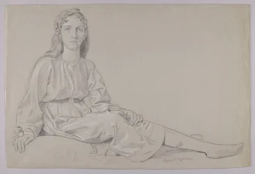 Young Woman in a Tunic, Sitting on the Grass