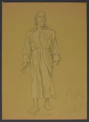 Study of the Figure of Christ, with a Sketch for the Painting "The Baptism of Christ"