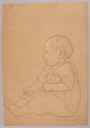 Study of a Seated Child, verso: an Old Man Seated on a Stone