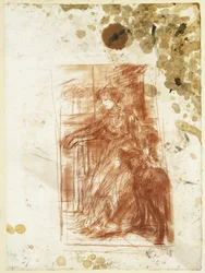 Seated Woman Facing Left, with Dog