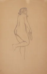 Standing Female Model Seen from an Angle from Behind