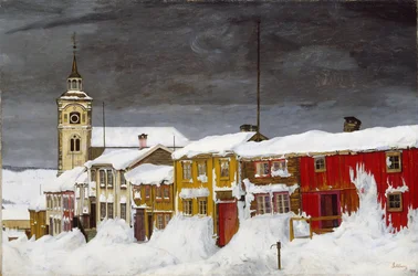 Street in Røros in Winter