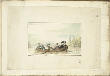 Group of Six People in a Boat on the Zwolle Canal