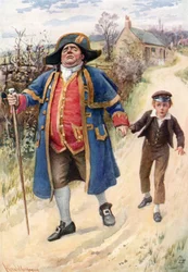 Mr. Bumble and Oliver Twist (Colour Lithograph)