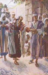 Paul led into Damascus, illustration from Harold Copping Pictures: The Crown Series
