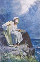 St John on the isle of Patmos, illustration from Harold Copping Pictures: The Crown Series
