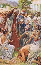 St Paul at Lystra, illustration from Harold Copping Pictures: The Crown Series