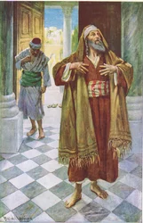 The Pharisee and the publican, illustration from Harold Copping Pictures: The Crown Series, c.1920s