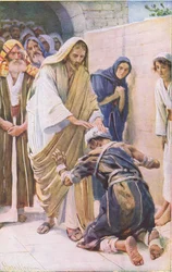 The healing of the leper, illustration from Harold Copping Pictures: The Crown Series, c.1920s
