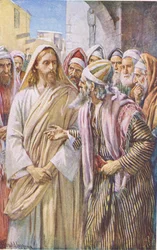 The question of the Sadducees, illustration from Harold Copping Pictures: The Crown Series