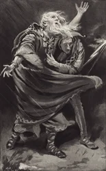 Upon a heath, exposed to the fury of the storm in a dark night, did King Lear wander out?