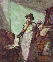 Interior with Mrs Mounter in an Overall, 1 December 1918